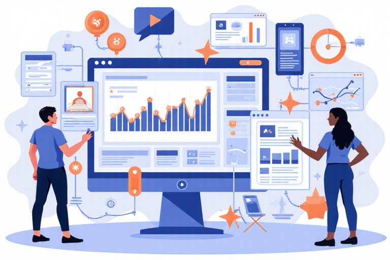 Abstract representation of data flow and website analytics