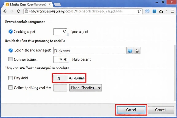 Illustration of browser settings for cookie management